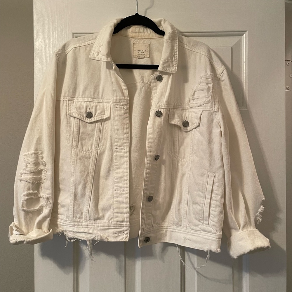 American Eagle White Denim Jacket